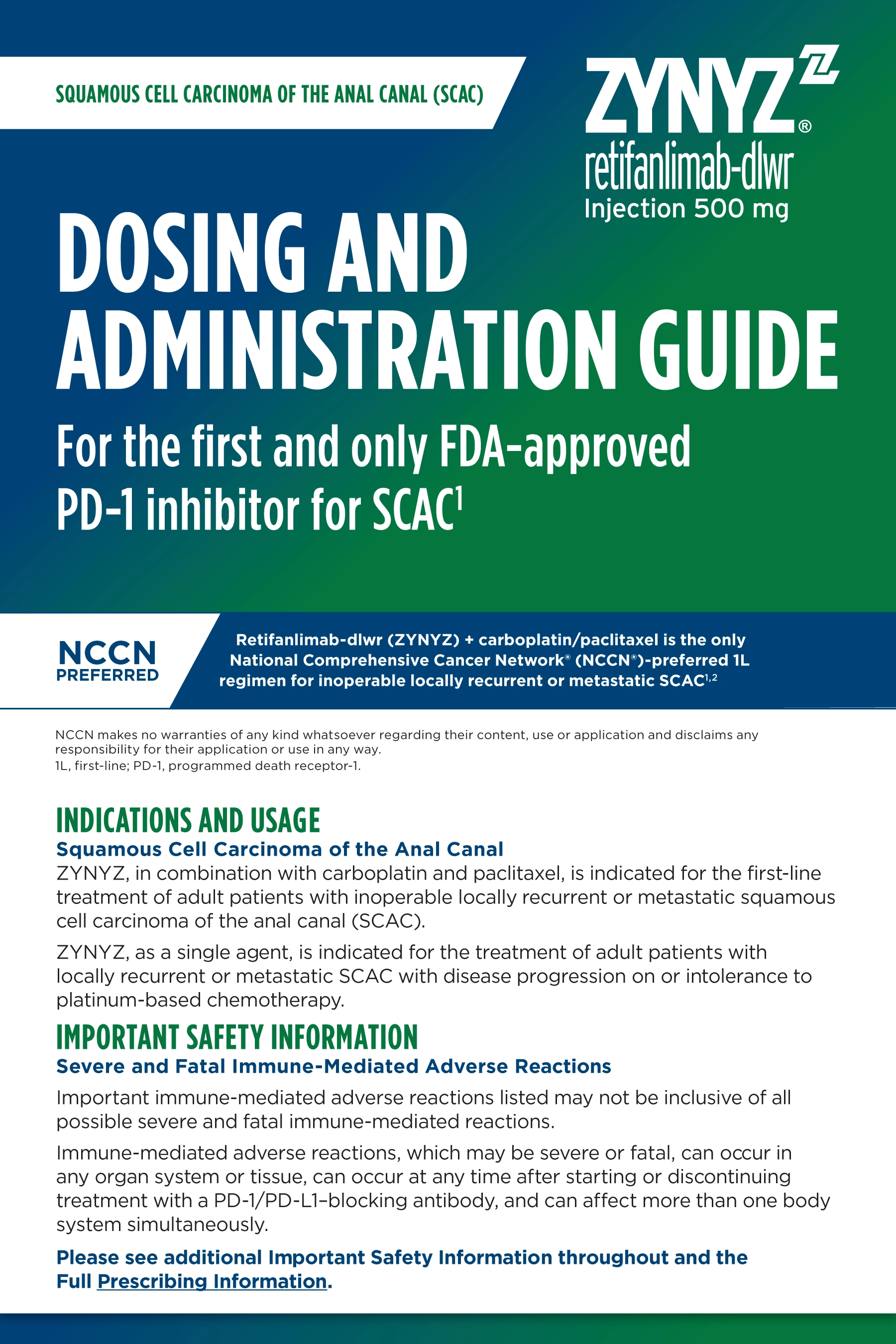 Thumbnail of the ZYNYZ Dosing & Administration Guide