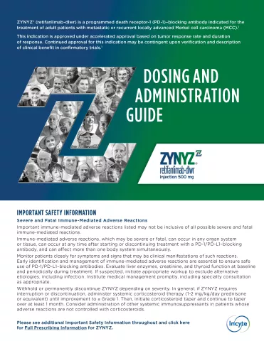 Downloadable Dosing and Administration Guide for ZYNYZ